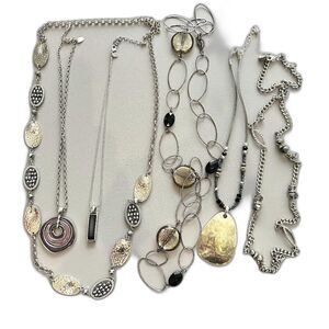 Silver tone Statement Necklace Jewelry Bundle lot - 6 necklaces